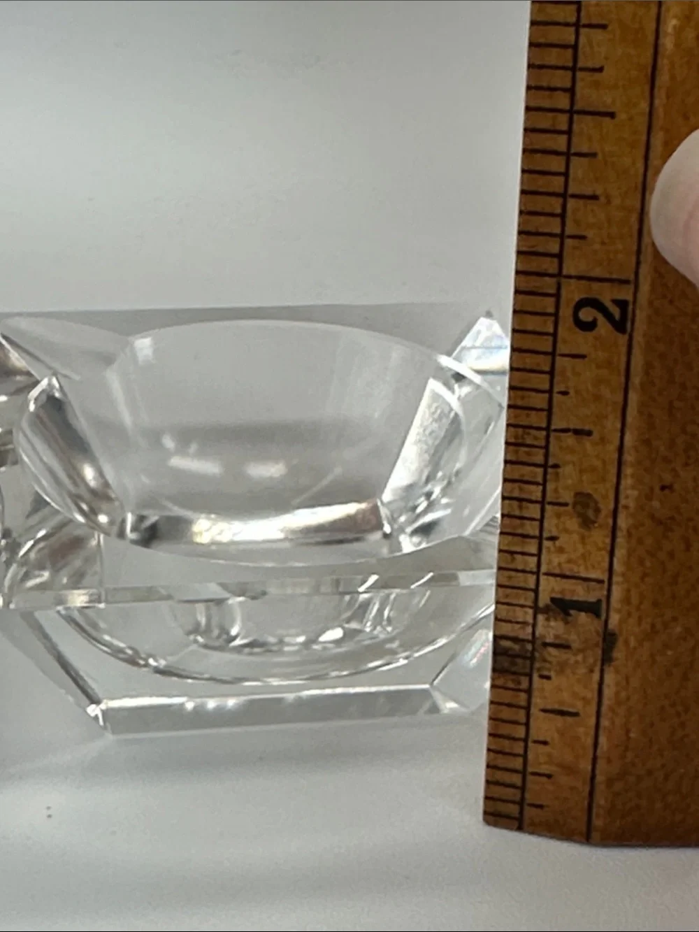 Cut Crystal Square Glass Ashtray / trinket dish small - Clear Finish